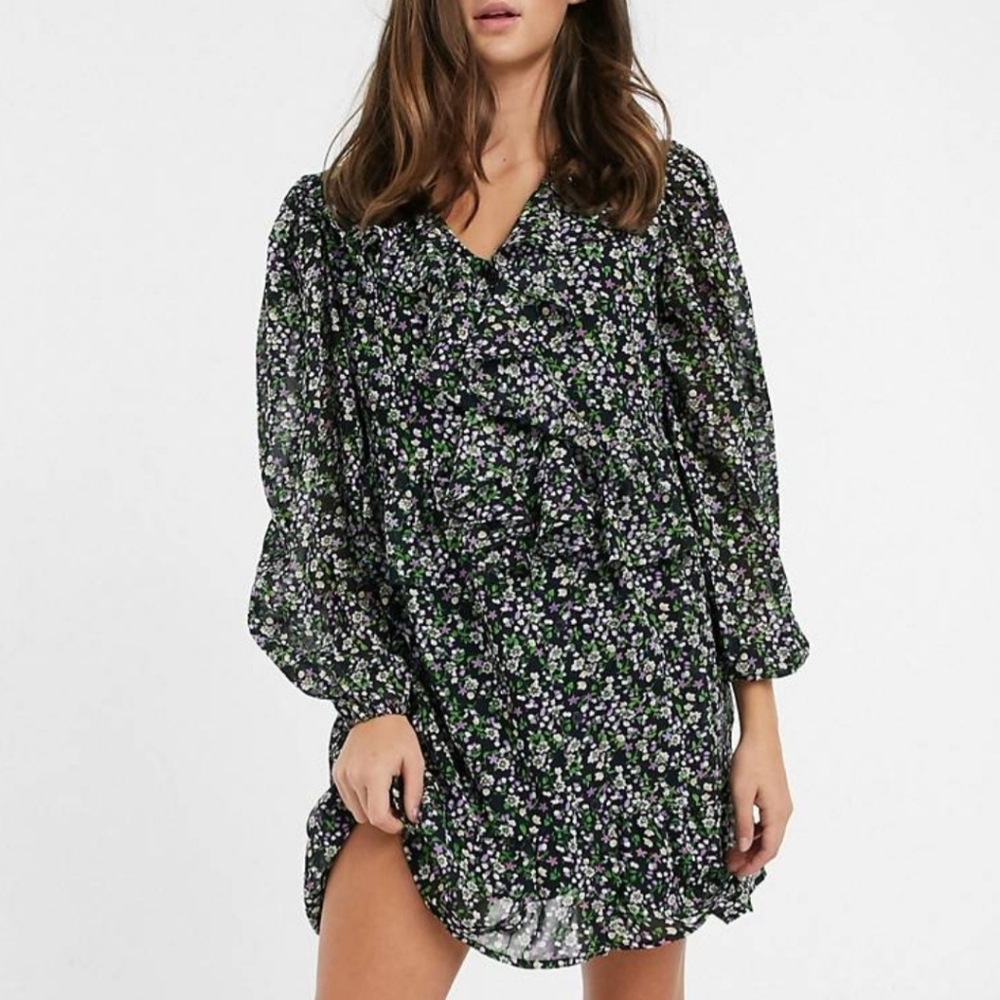 3 FOR $35.00 - ASOS Mini Ditsy Floral Print Smock Dress by Influence sz 4 New